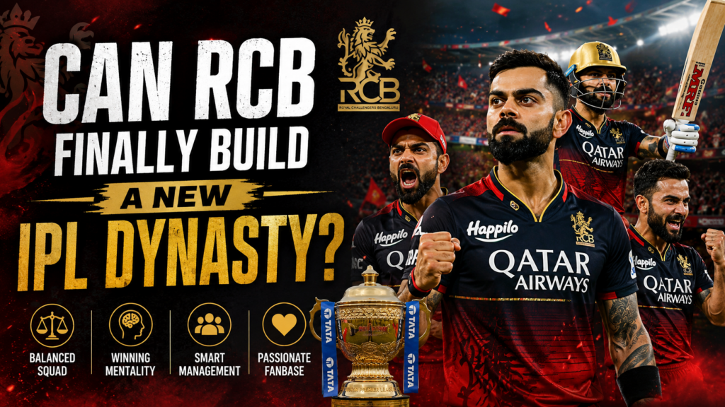 Royal Challengers Bengaluru players celebrate during IPL 2026 as fans dream of a new RCB dynasty led by Virat Kohli.