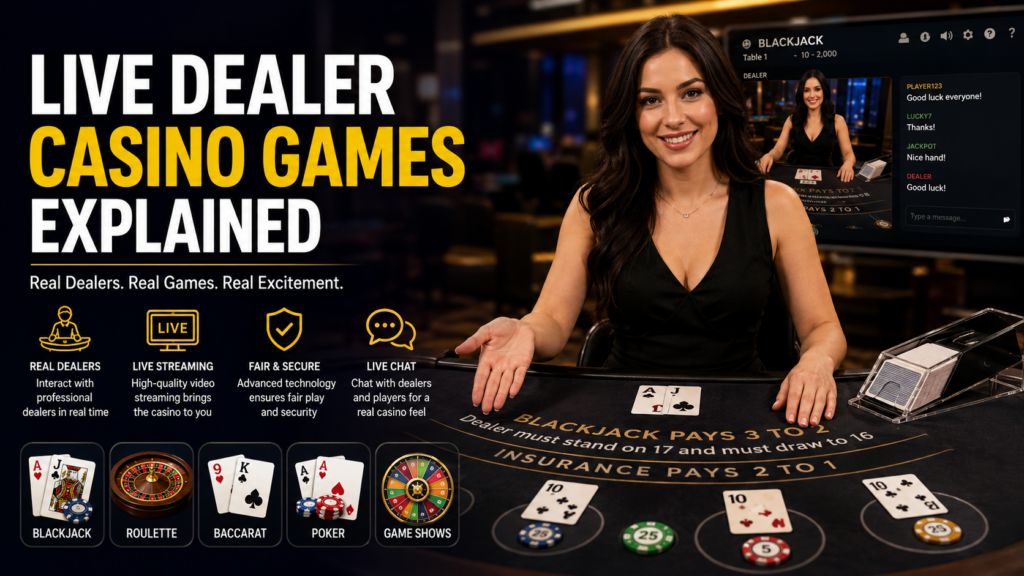 Live dealer hosting an online casino blackjack game stream