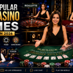 Players enjoying live blackjack, roulette, baccarat, and casino game shows in a modern online live casino setup.