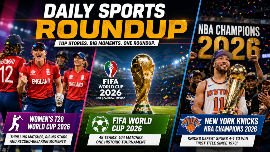 Women's T20 World Cup 2026, FIFA World Cup 2026 and New York Knicks NBA Finals championship highlights