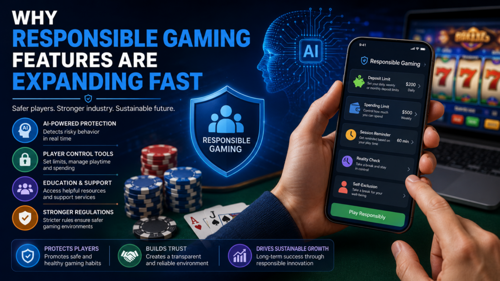 Responsible gaming features helping online gambling players manage spending limits and safer gaming habits through AI-powered tools