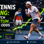 Live tennis betting odds changing during a match as player momentum shifts in an in-play tennis game
