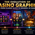 The evolution of casino graphics from classic slot machines to modern 3D online casino games with advanced visuals and animations
