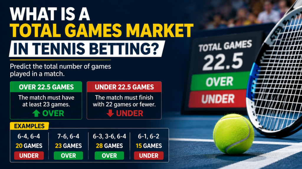 Total Games Market in Tennis Betting explained with Over and Under betting example